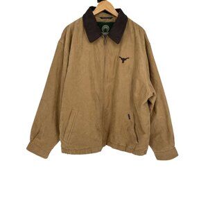 Texas Longhorns Heavy Jacket Men’s XXL Brown Waterproof Faux Suede Lined Pockets